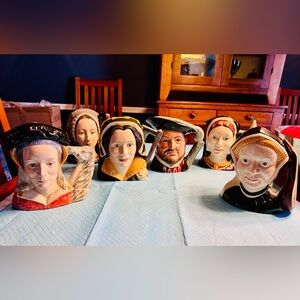 Royal Doulton Character Jugs, King Henry VIII and (five) of his six wives